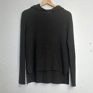 Athleta Womens Size XSmall Grey Ribbed Hooded Sweatshirt Pima Cotton Silk Blend